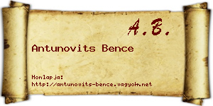 Antunovits Bence névjegykártya